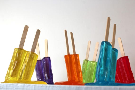 6 Resin twin popsicle double stick melting sucker sculptures colors listed below find out more.