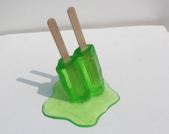 Resin twin popsicle double stick melting sucker sculptures, lime green, find out more.