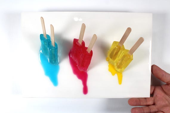 Popsicles melting down the wall fractal 3D art.  Colorful prime colors fun resin wall art find out more.