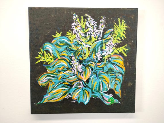 Original Acrylic Painting: Ferns and Hosta, 10"x10" (2026)