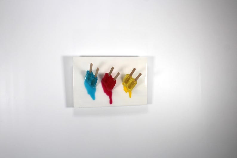 Popsicles Melting Down the Wall Fractal 3D Art. Colorful Prime Colors