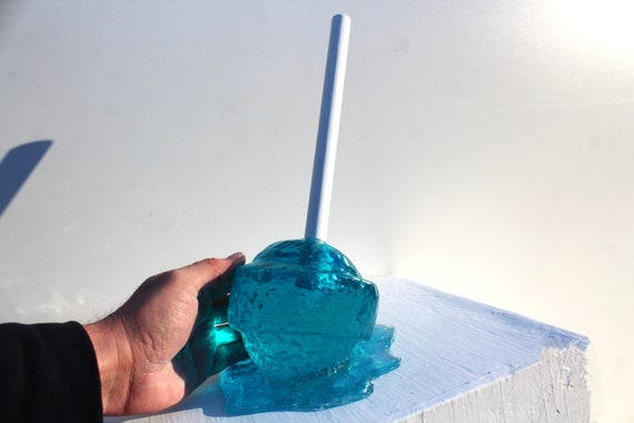 Giant oversized blow pop lollypop tootsie pop melting resin sculpture bright blue find out more.