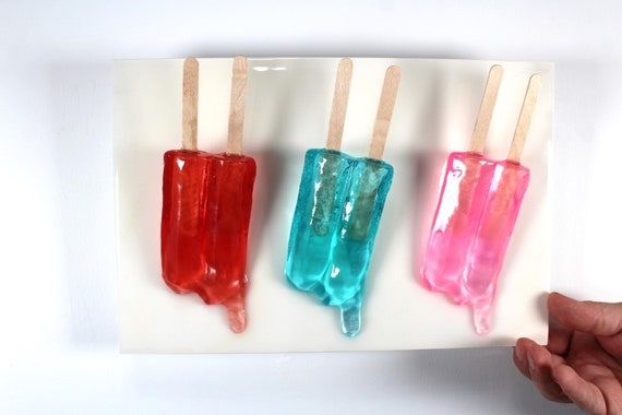 Popsicles melting down the wall fractal 3D art.  Colorful fun resin wall art find out more.
