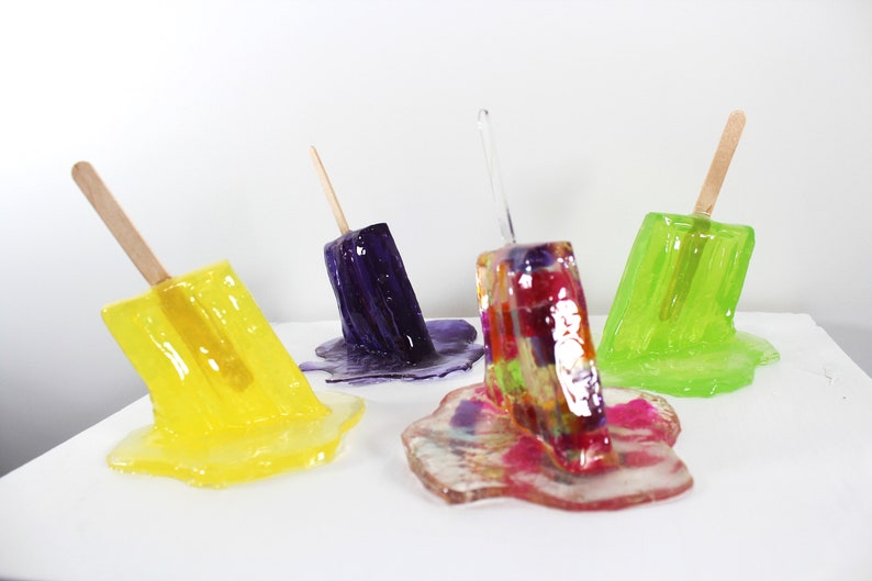 4 Resin popsicle sucker sculptures 1 gummi colored find out more. image 1