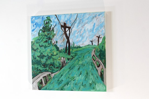 Acrylic painting created from a small community south of me title: Margret aesthetic wall art find out more.