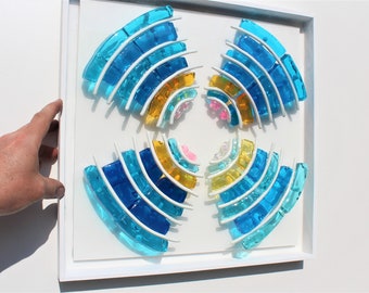 Abstract glass infused resin 3D colorful fine wall art, find out more.