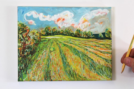 Acrylic painting local landscape title Fire over the hill aesthetic painting for the wall find out more.