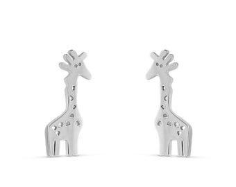 giraffe earrings,gold giraffe stud earrings,sterling silver giraffe stud jewelry,cute zoo stud,dainty giraffe stud earring