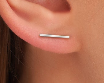 bar stud earrings, gold bar stud earrings,tiny bar stud earring, T stud earrings, sterling silver minimalist bar stud earrings, everyday bar