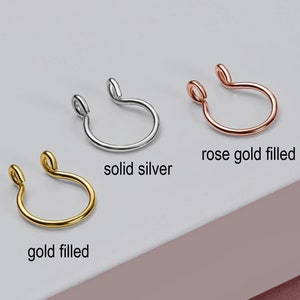 septum rings,fake septum jewelry,faux septum hoops,14k gold filled fake septum ring,septum cuff,solid silver faux septum nose,no piercing