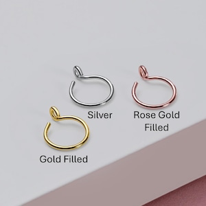 Silver-Gold Fake Nose Ring, Faux Lip Ring, No Piercing Required