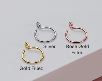 Silver-Gold Fake Nose Ring, Faux Lip Ring, No Piercing Required