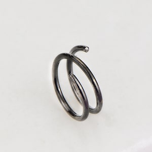 Black Oxidized Double Nose Rings Hoop Earrings,Black Spiral Earrings,Single Pierced Black-Oxidized Earrings Nose Rings,Oxidized Twisted Ring