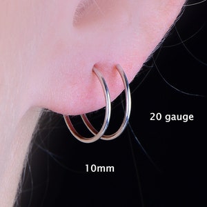 Double Hoop Earrings,14k Gold Filled Twisted Huggie Hoop Earrings,Black Oxidized Spiral Twist One Piercing Hoop Earrings,Double Nose Ring image 8