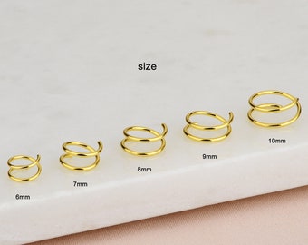 14k Gold Filled Double Hoop Earrings, Twisted Huggie Style