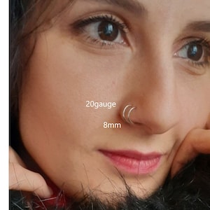 Nose Rings,Double Hoop Earrings,Spiral Nose Hoops,Single Pierced Nose Rings,Twisted Ring Earring,14k Gold Filled,Solid Silver,Oxidized,Black