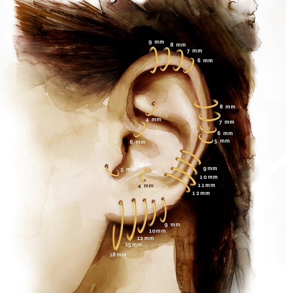 Sleeper gold hoop earrings.Huggie silver hoop earring.Nose ring.Cartilage hoop earrings.tragus helix hoop earring.Thickness 0.64mm(22 Gauge)