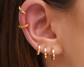 Real 925 Sterling Silver Huggie Hoop Earrings, Dainty Helix Tragus Piercing