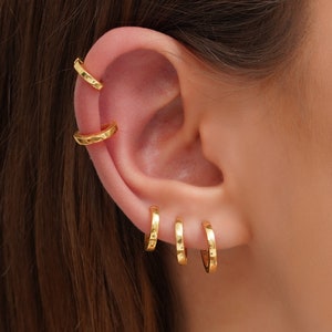 Boucles d'oreilles huggie hoop en or, boucles d'oreilles créoles en argent, boucles d'oreilles délicates, boucles d'oreilles créoles hélice, petites boucles d'oreilles huggie hoop, cerceau tragus, boucles d'oreilles de tous les jours