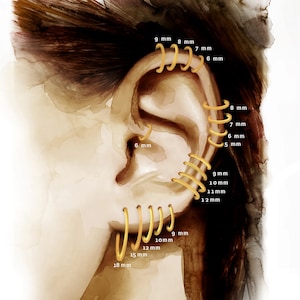 Créoles épaisses en argent sterling 925, cartilage, Huggie, créoles conques. Epaisseur 0,82 mm (calibre 20)-Diamètre intérieur 7 mm, 8 mm, 9 mm, 10 mm, 11 mm, 12 mm