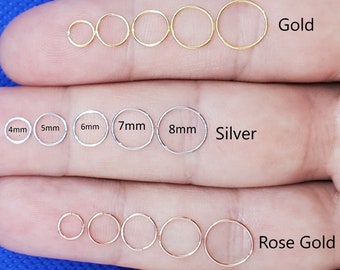 Very lightweight  Earrings, Ghost hoop earring, Thin hoop earrings. Thickness 0.55mm (23 Gauge) - Inner Diameter 4mm,5mm,6mm,7mm,8mm,9mm