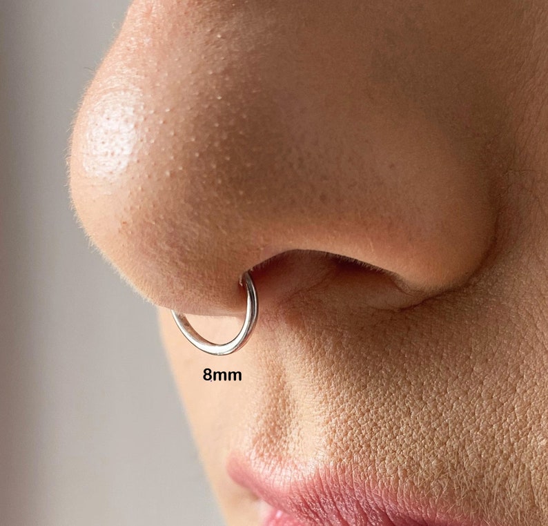 septum rings,fake septum jewelry,faux septum hoops,14k gold filled fake septum ring,septum cuff,solid silver faux septum nose,no piercing image 7