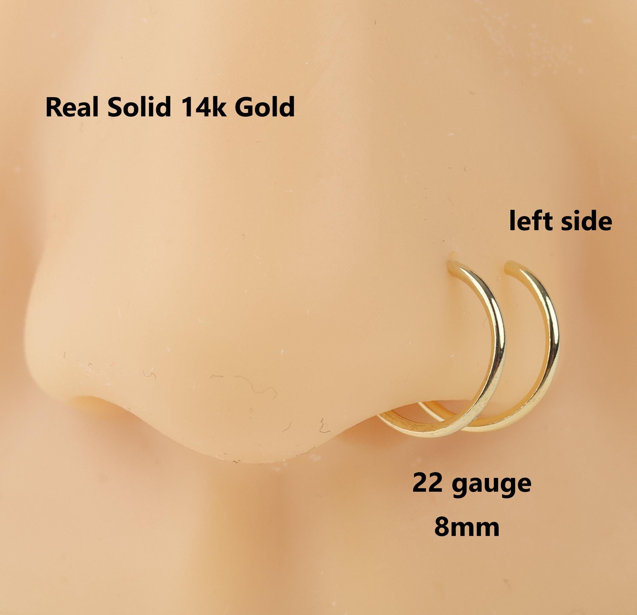 14k Solid Gold Double Nose Ring: Hypoallergenic Handmade Jewelry - Etsy