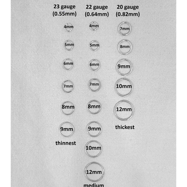 hoop earring.huggie earring.conch hoop.piercing.nose.helix hoop. Thickness 23-22-20 gauge - Inner Diameter 4mm,5mm,6mm,7mm,8mm,9mm,10mm,12mm