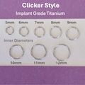 Implant Grade Titanium Hinged Clicker Hoop Earring-Nose Ring, Thickness 20-18-16gauge (0.80mm-1.0mm-1.2mm), Inner Diameter 5mm to 12mm product logo