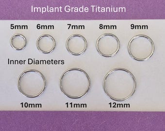 Implant Grade Titanium Hinged Clicker Hoop Earring-Nose Ring, Thickness 20-18-16gauge (0.80mm-1.0mm-1.2mm), Inner Diameter 5mm to 12mm