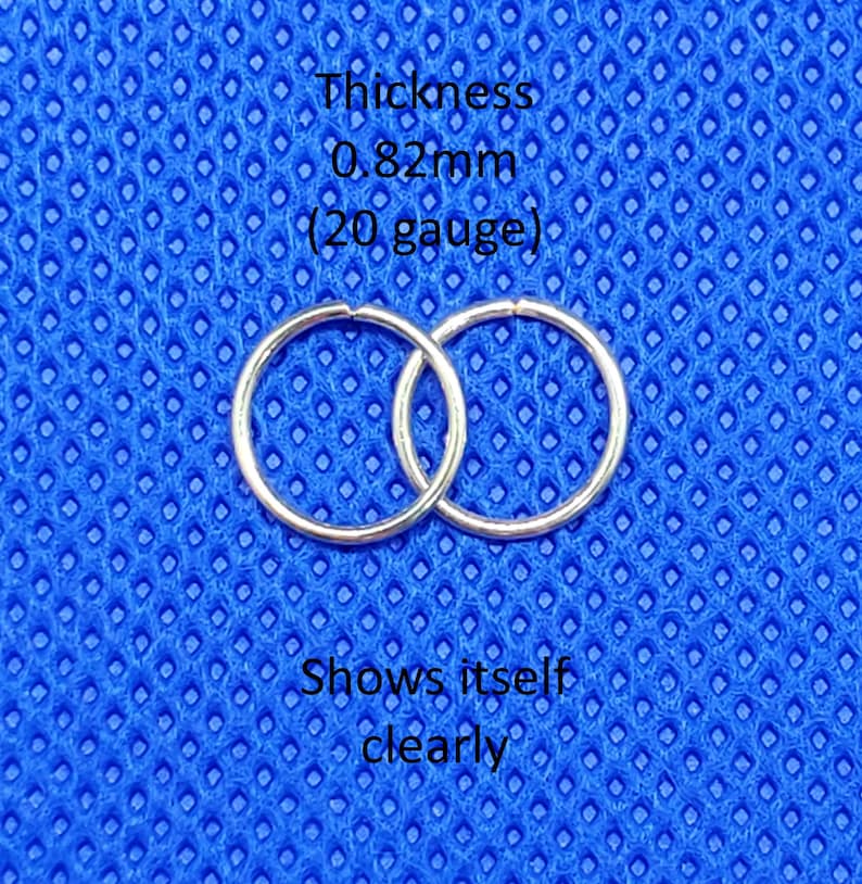 Nose Hoop. nose ring. huggie hoop. helix hoop. cartilage hoop. Thickness 0.64mm22 Gauge. Inner Diameter 5mm,6mm,7mm,8mm,9mm,10mm image 10