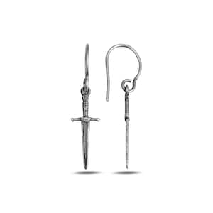 Sword Oxidized Earrings, Shotsword Sword Earrings, Dangle Mimimalist Sword Earrings, Estoc Sterling Silver Sword Earrings, Dagger Earrings