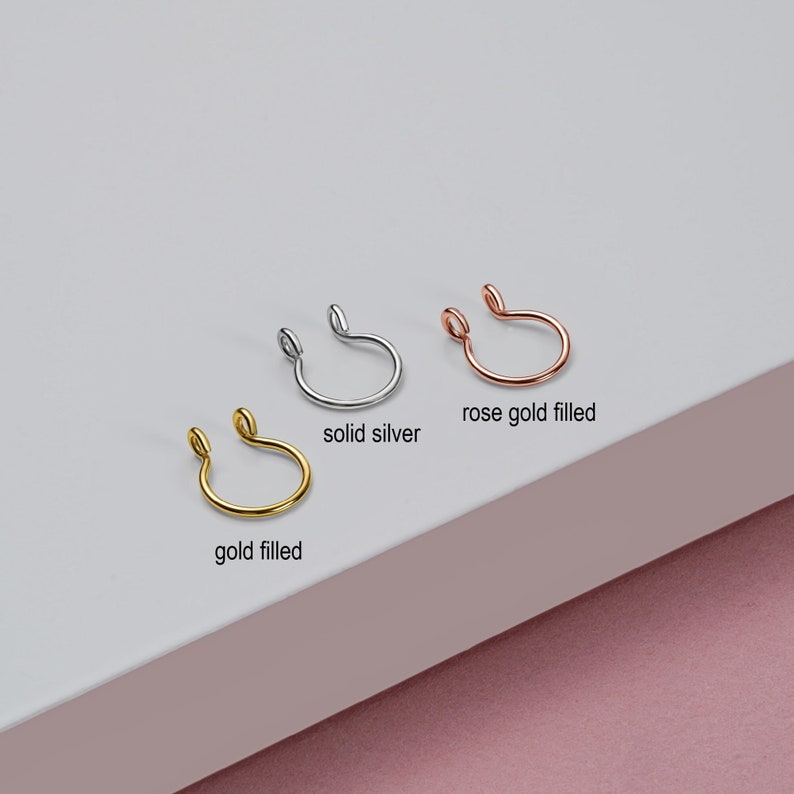 septum rings,fake septum jewelry,faux septum hoops,14k gold filled fake septum ring,septum cuff,solid silver faux septum nose,no piercing image 1