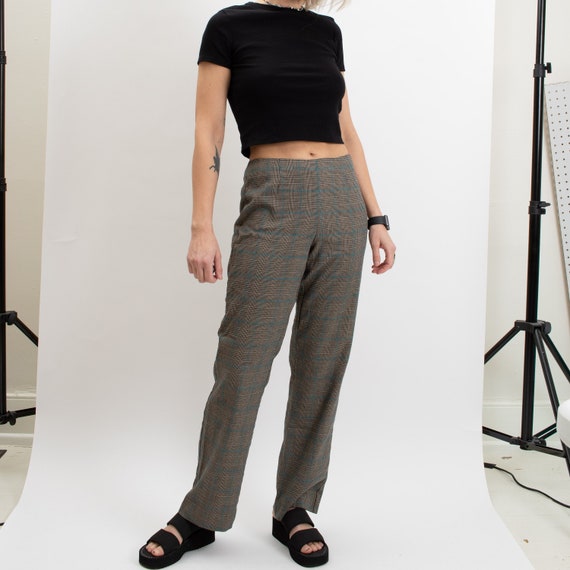 90s Plaid Flat Front Pants- by Bentley A. - image 1