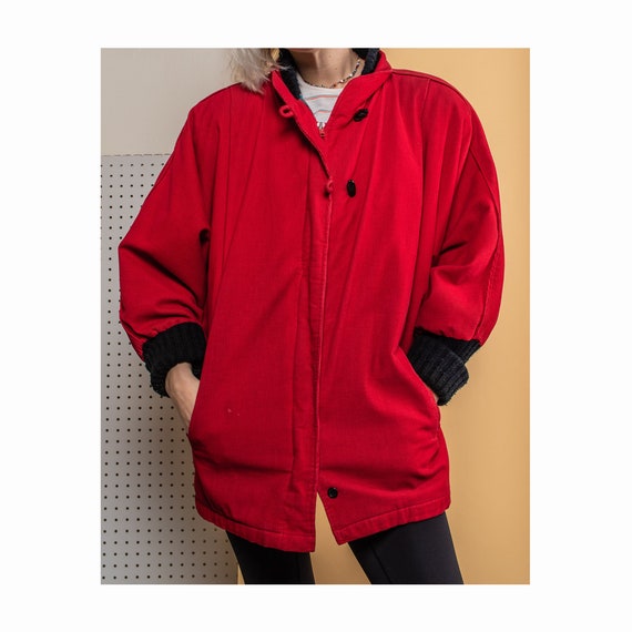 Vintage Red Corduroy Bat Wing Jacket, 80s