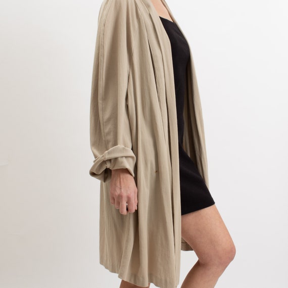 Vintage Beige Draped Open Front Cardigan