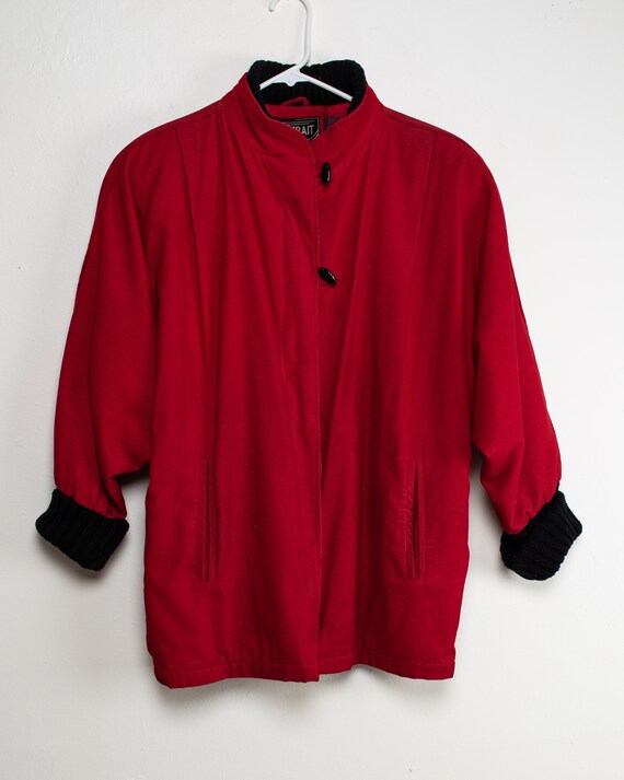 Vintage Red Corduroy Bat Wing Jacket, 80s Gem