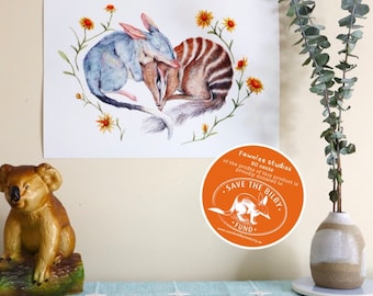 Everlasting - Numbat and Bilby - A4  Archival Print | Australian Fine Art Gift