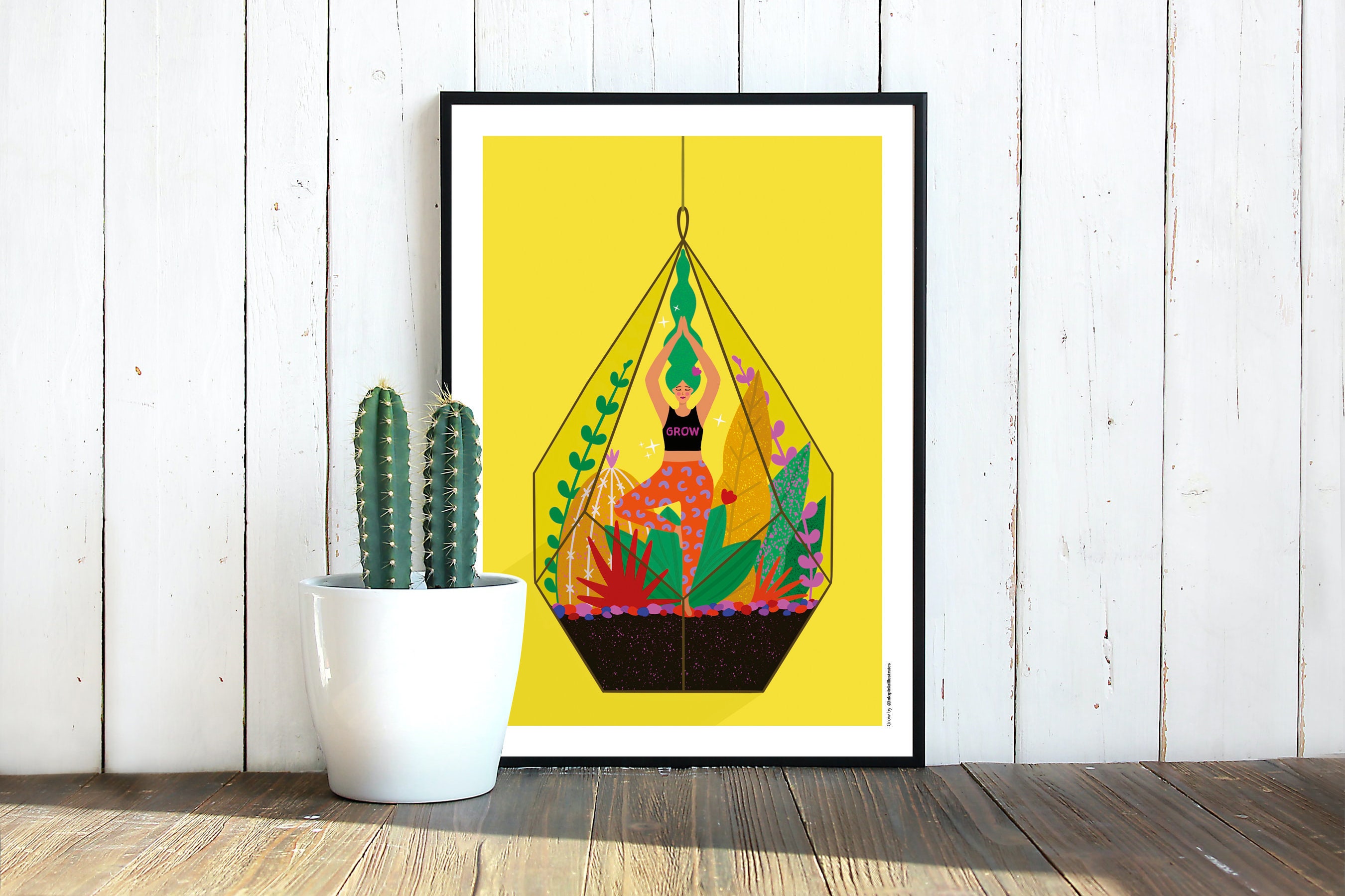 Yoga Grow Art Print, Imprimé Vibrant Pour Les Amateurs de Yoga/Yogis. Cadre Non Inclus