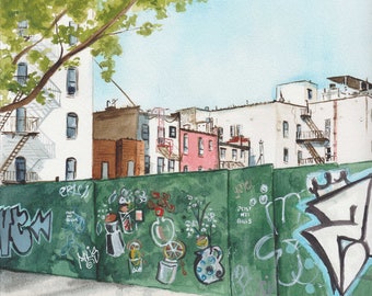 Under Construction -  Washington Heights NYC Street Scene - Limited Edition Signed Giclée Print