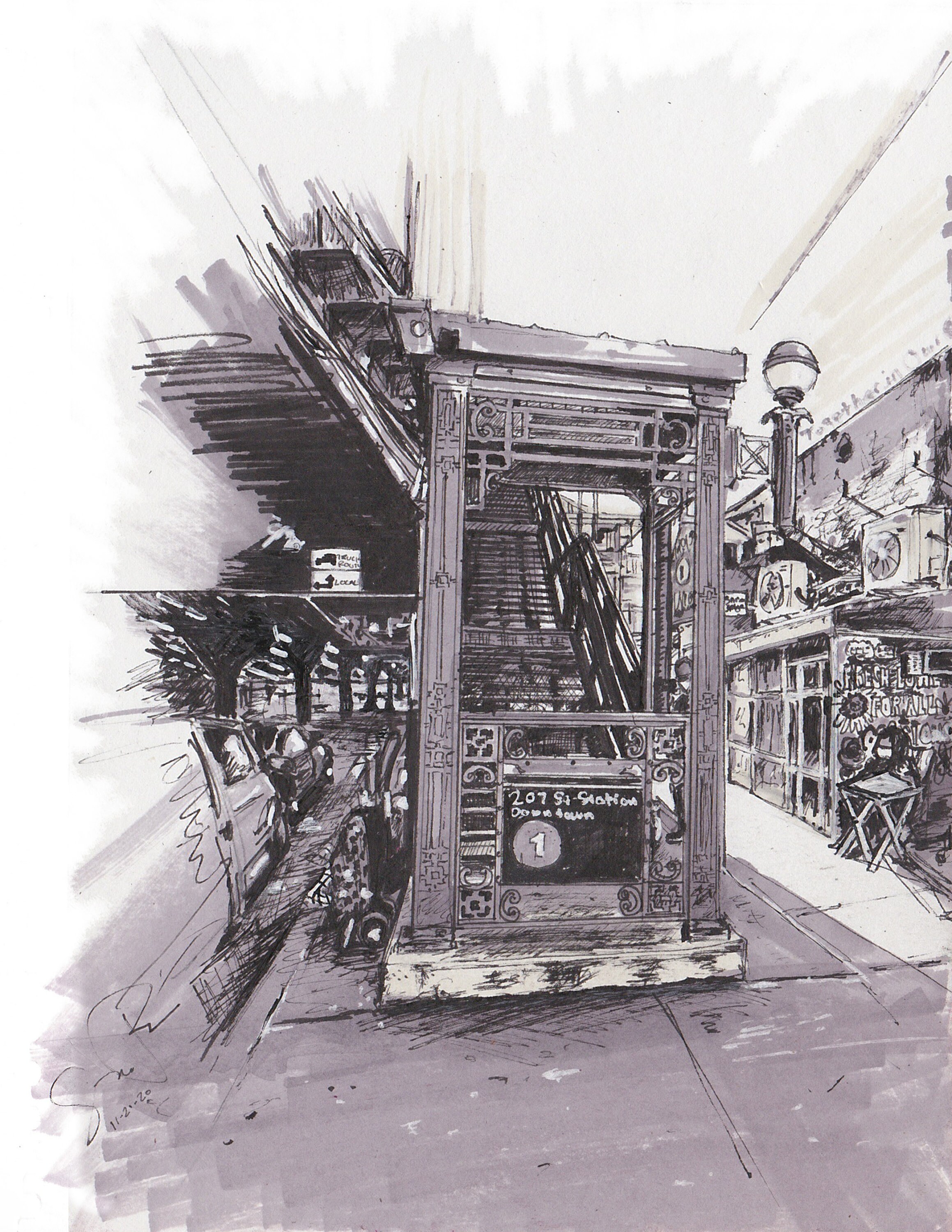 207th St. 1 Train Station Entrance Inwood, NYC Giclée Fine Art Print