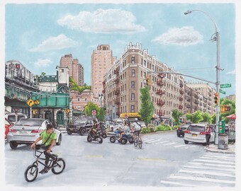 Dyckman Ave 1 Train NYC Street Scene - Giclée Print