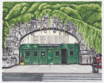 190th St. A Train NYC Street Scene - Giclée Print