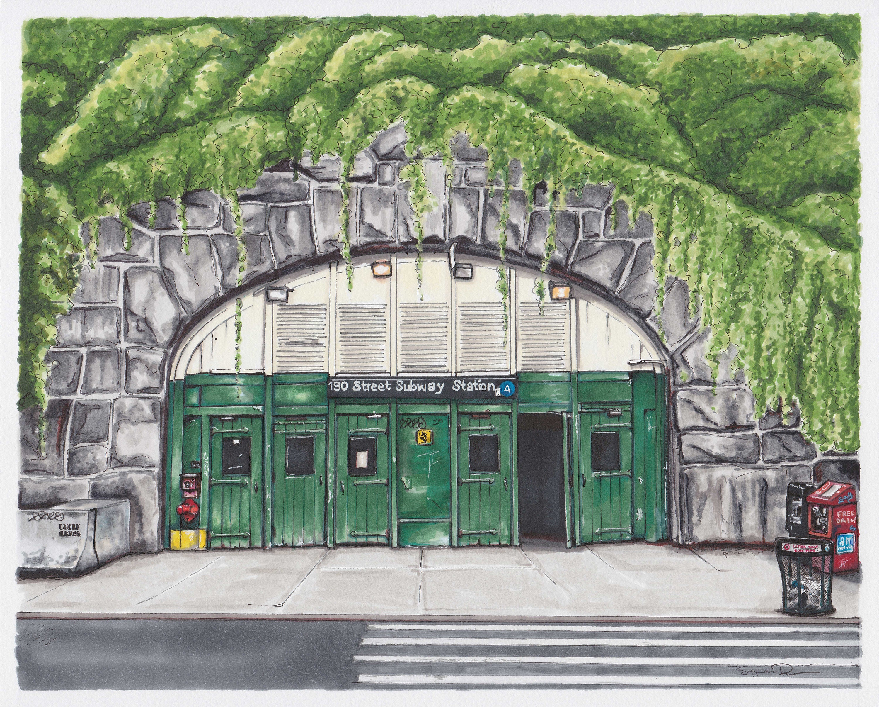190th St. A Train NYC Street Scene - Giclée Print - Etsy