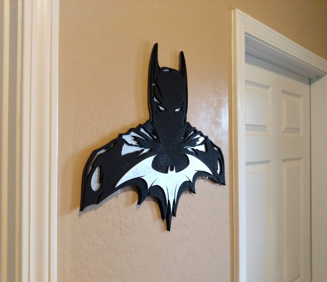 Batman laser cut wood wall art decoration Etsy