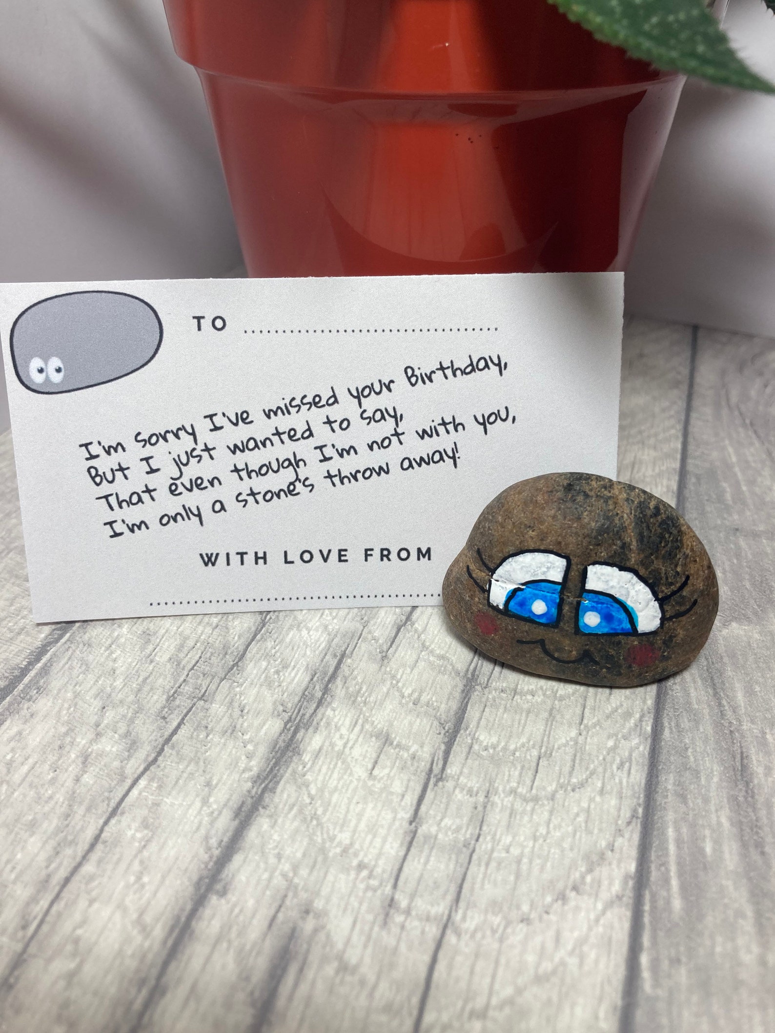Happy birthday hand painted personalised stone. Pebble art Etsy