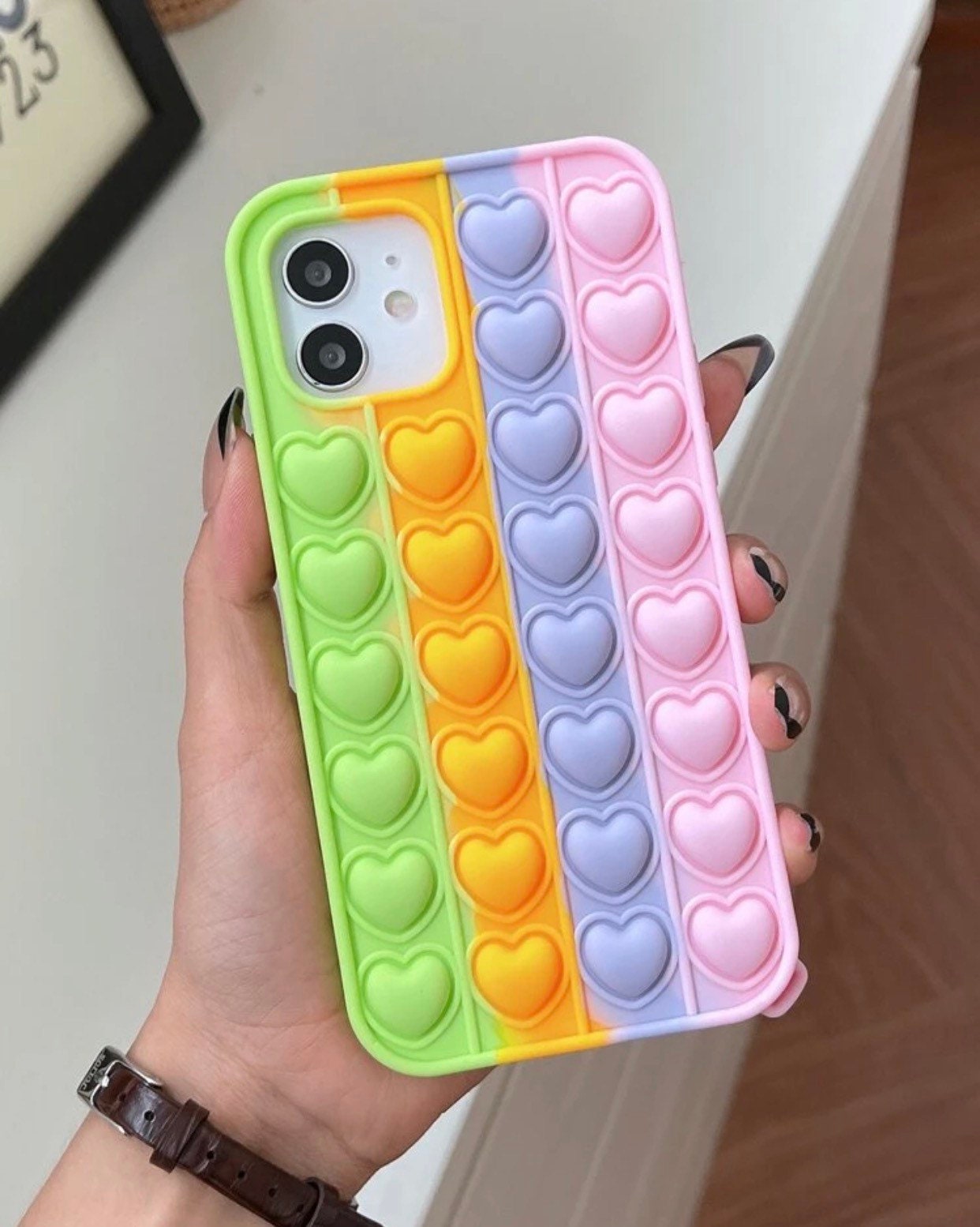 Heart Pop Bubble Phone Case Fidget Toy Protective Phone Etsy