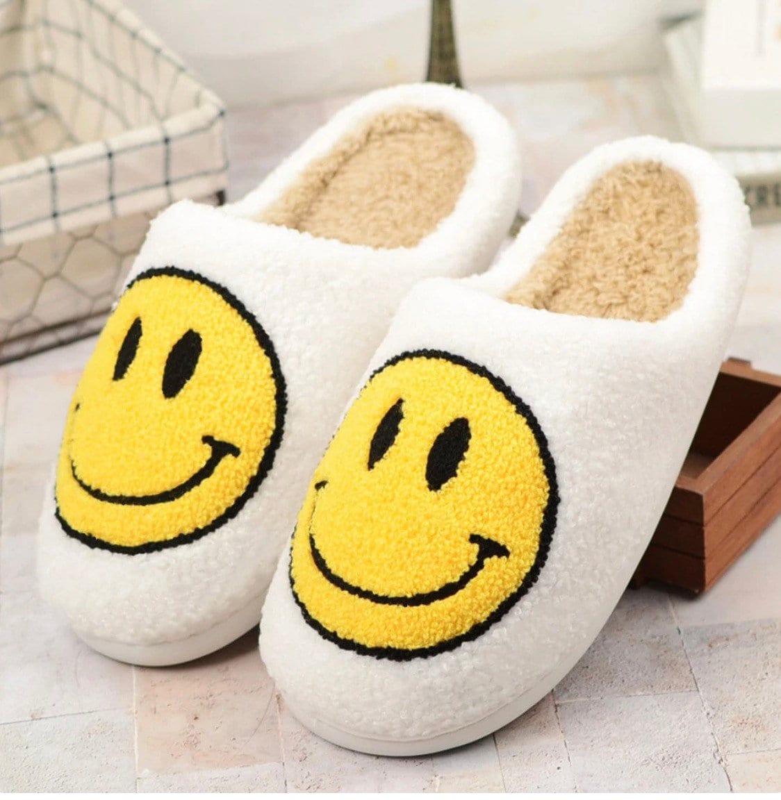 Smiley Face Slippers Comfy Shoes Indoor Slippers Gifts Etsy