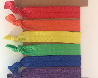 Rainbow bracelet/ LGBTQ Pride/ elastic hairtie/ hair tie to share with friends