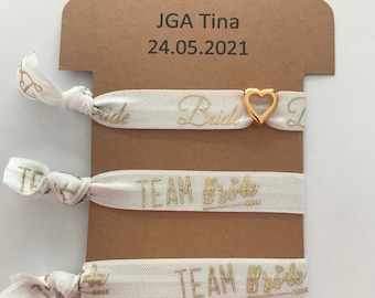Bracelet - Set for JGA, Wedding, Bachelorette Party, Bachelorrett Party from 6,50EUR elastic with golden heart pearl